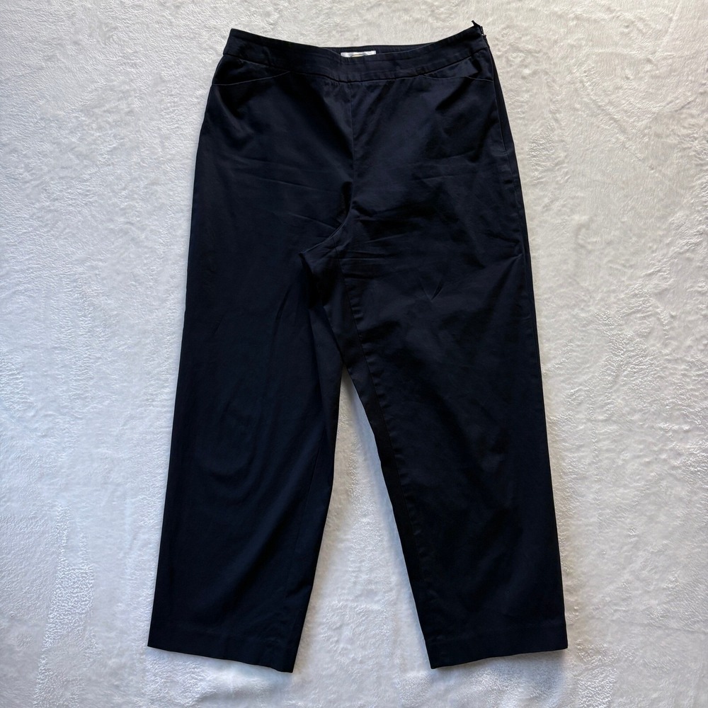 Talbots Ankle Pants Womens 8 Navy Blue Excellent Stretch Cotton Side Zip